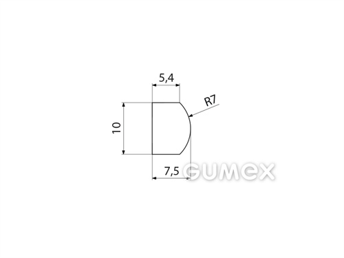 "D" Silikonprofil, 10x7,5/R7mm, 70°ShA, -60°C/+180°C, transparent, 